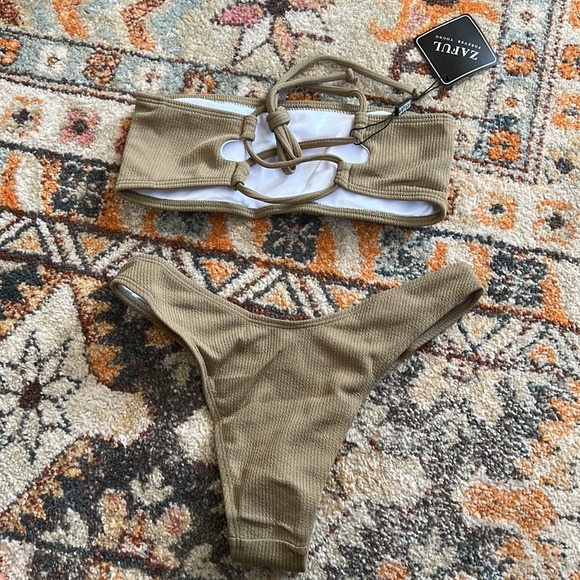 NWT Zaful Khaki Green Neutral Bikini Set - Picture 5 of 8